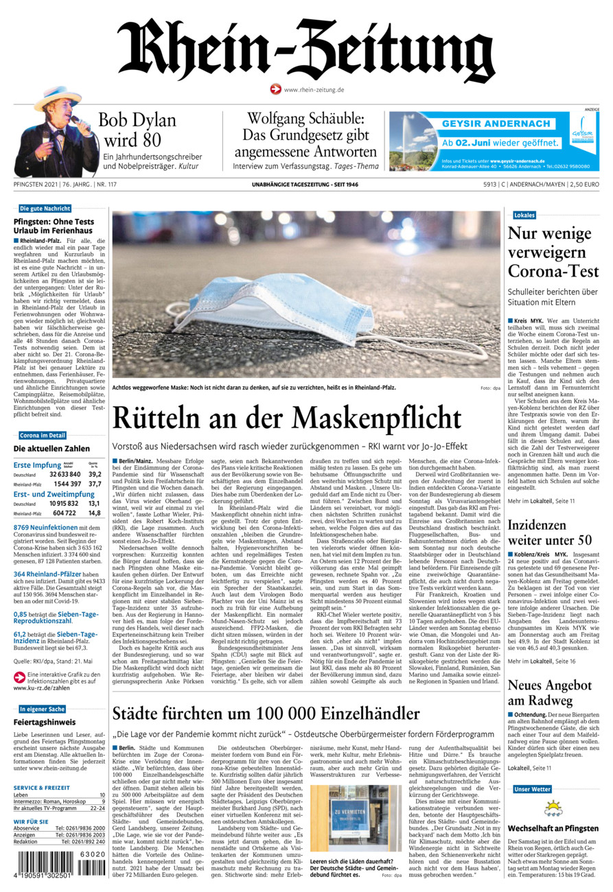 Rhein-Zeitung Andernach & Mayen vom Samstag, 22.05.2021