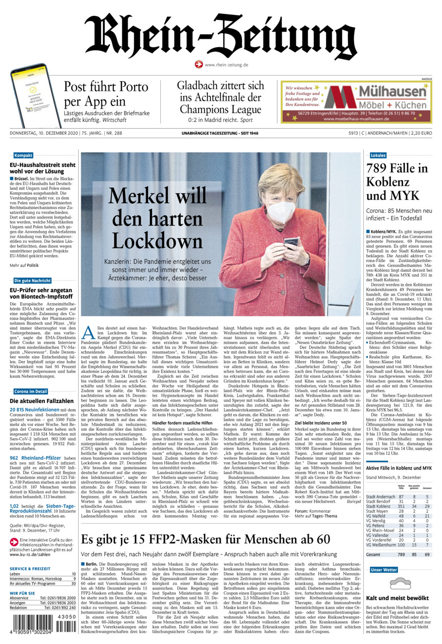 Rhein-Zeitung Andernach & Mayen vom Donnerstag, 10.12.2020