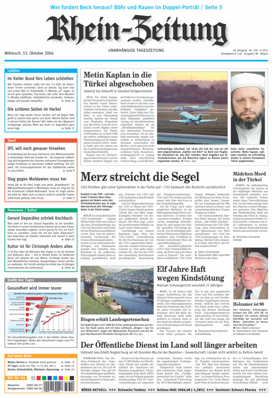 Rhein-Zeitung Andernach & Mayen vom Mittwoch, 13.10.2004