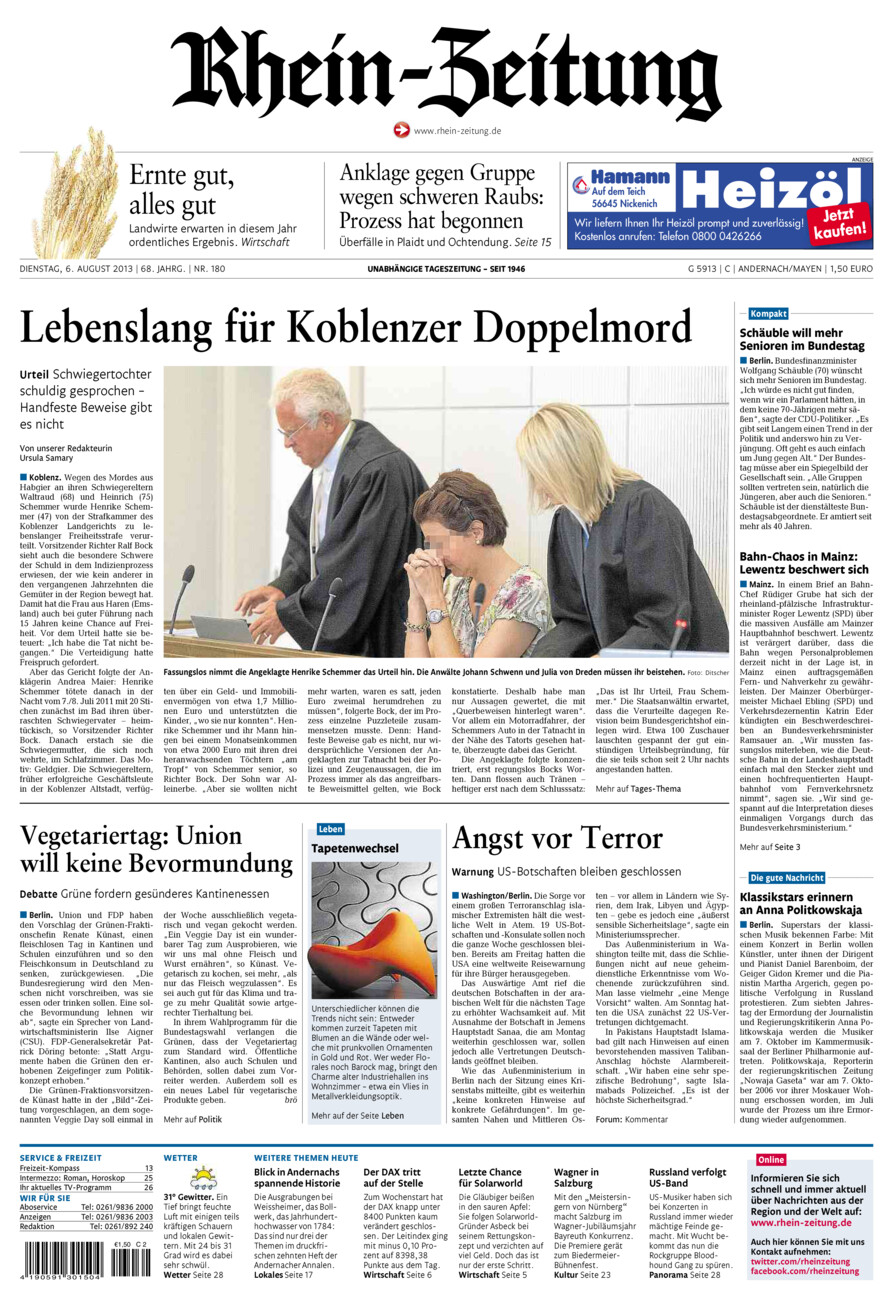 Rhein-Zeitung Andernach & Mayen vom Dienstag, 06.08.2013