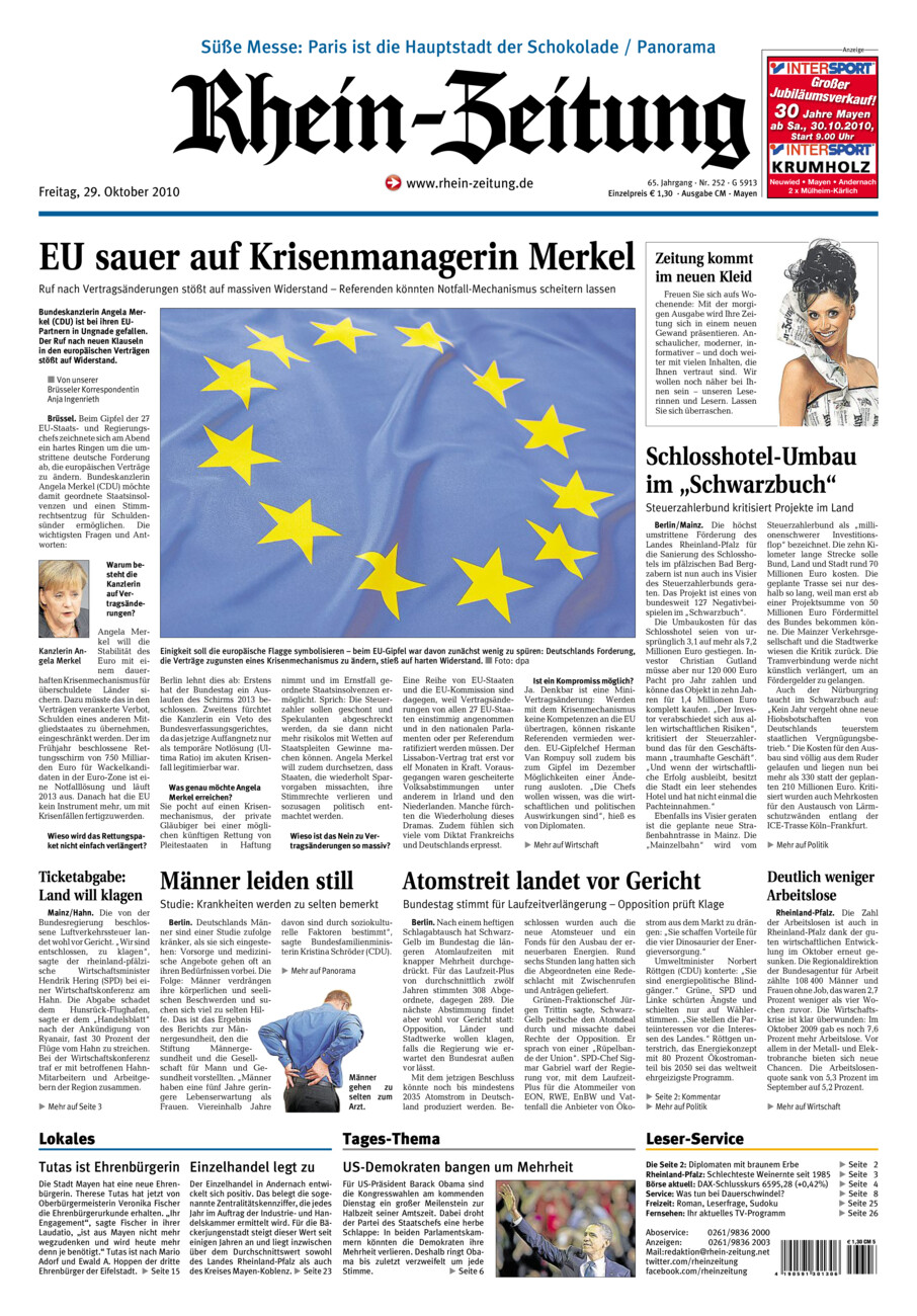 Rhein-Zeitung Andernach & Mayen vom Freitag, 29.10.2010