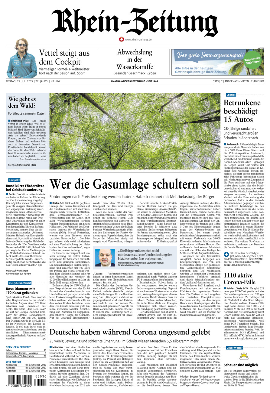 Rhein-Zeitung Andernach & Mayen vom Freitag, 29.07.2022