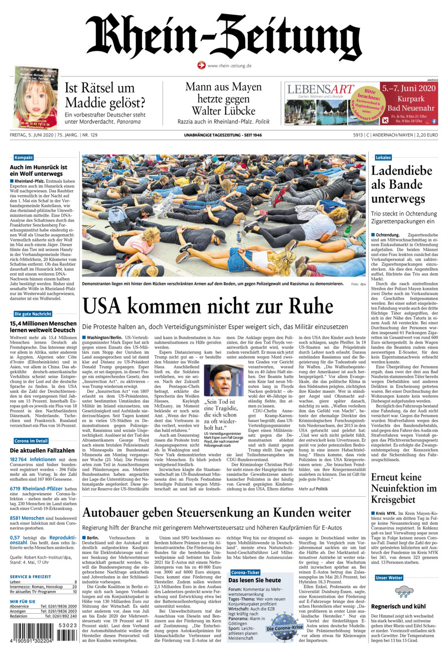 Rhein-Zeitung Andernach & Mayen vom Freitag, 05.06.2020
