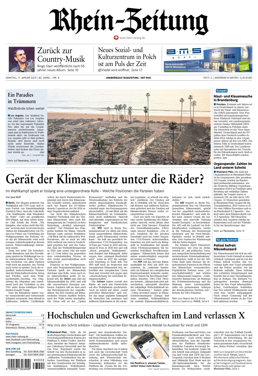 Rhein-Zeitung Andernach & Mayen vom Samstag, 11.01.2025