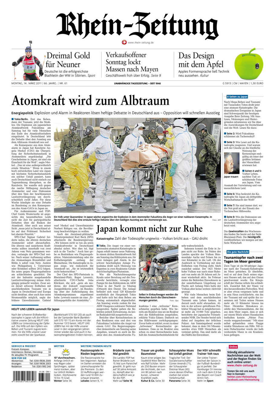 Rhein-Zeitung Andernach & Mayen vom Montag, 14.03.2011