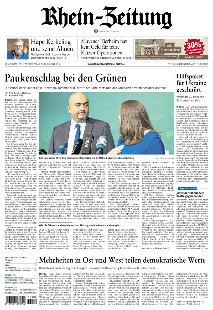 Rhein-Zeitung Andernach & Mayen vom Donnerstag, 26.09.2024