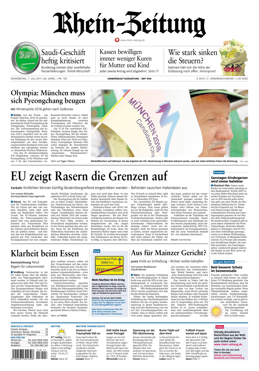 Rhein-Zeitung Andernach & Mayen vom Donnerstag, 07.07.2011