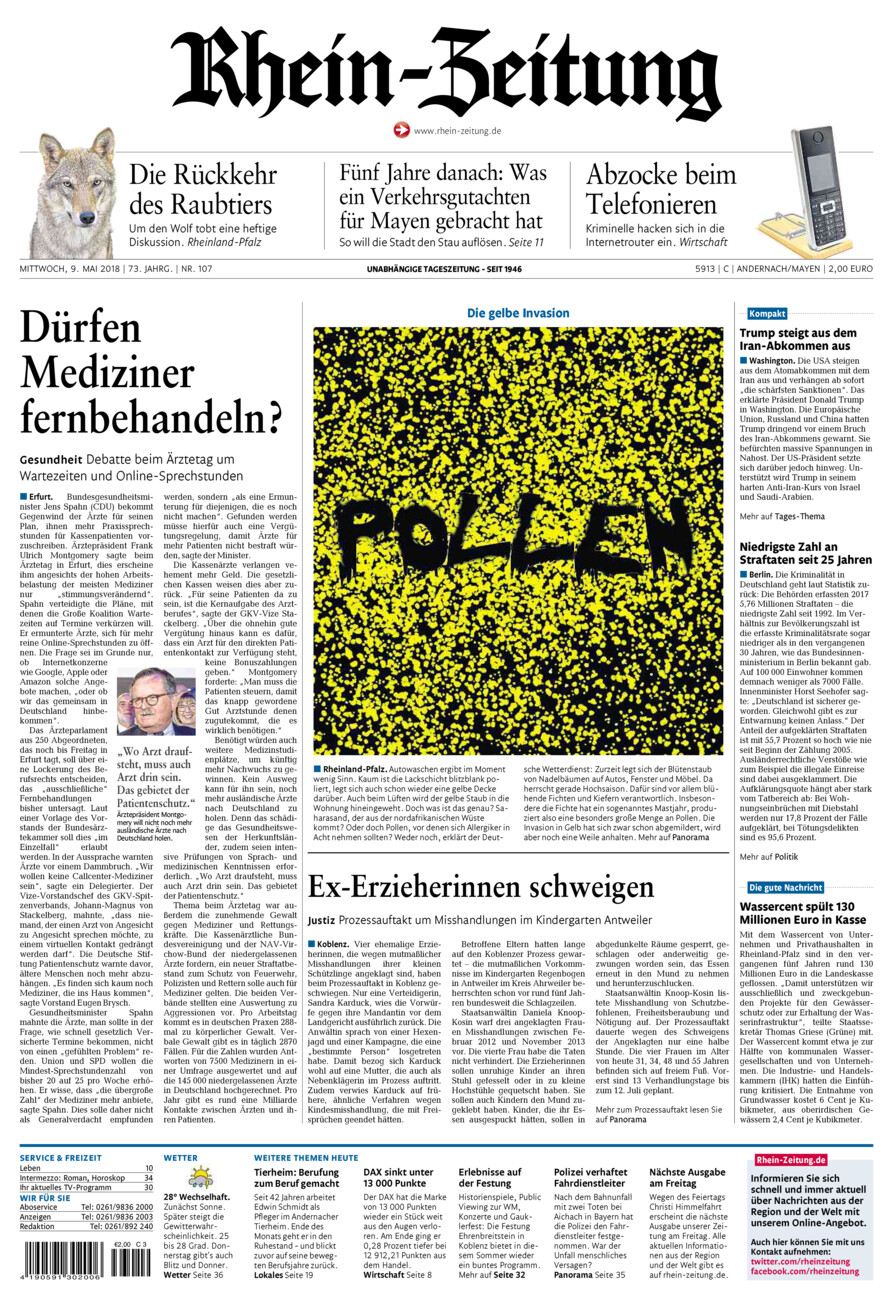 Rhein-Zeitung Andernach & Mayen vom Mittwoch, 09.05.2018