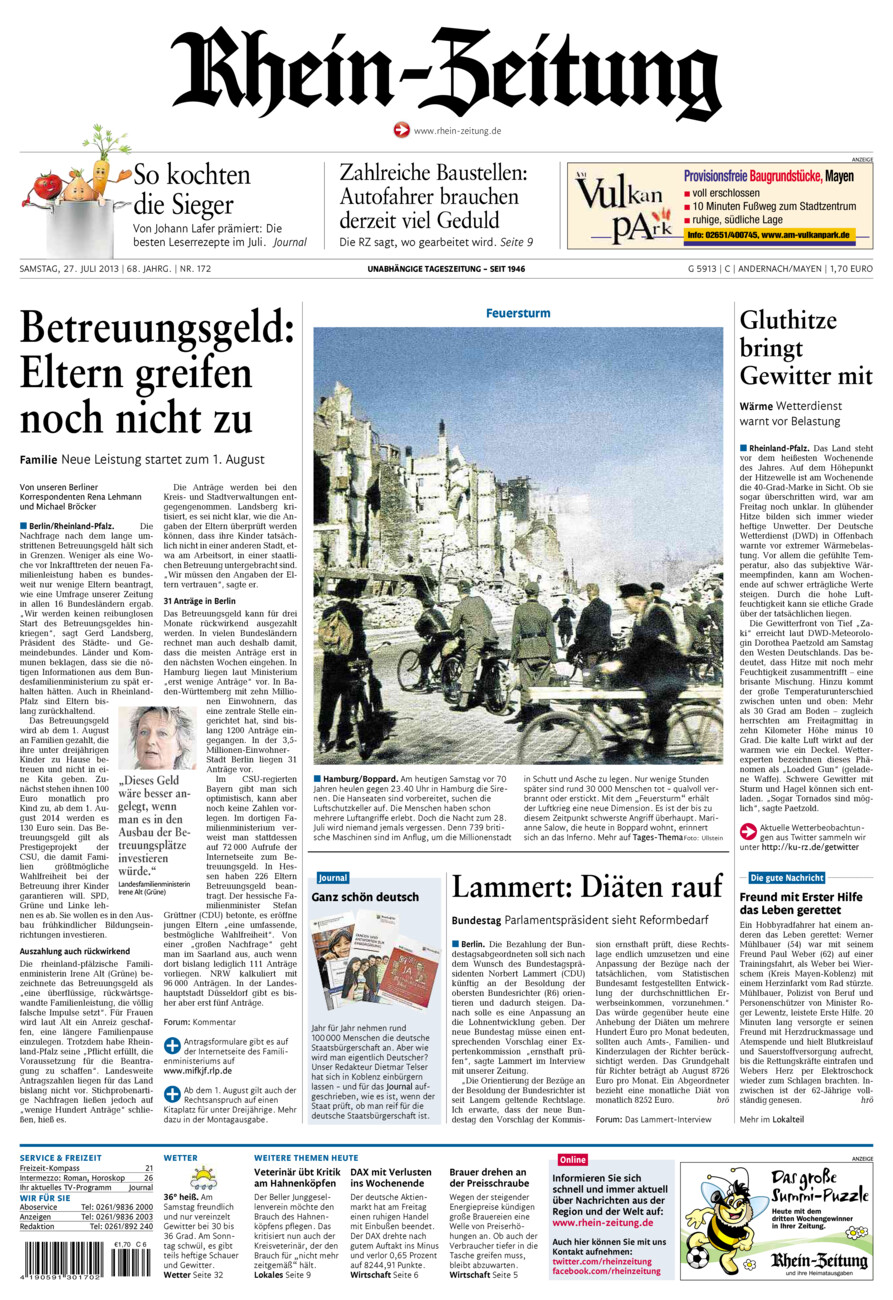 Rhein-Zeitung Andernach & Mayen vom Samstag, 27.07.2013