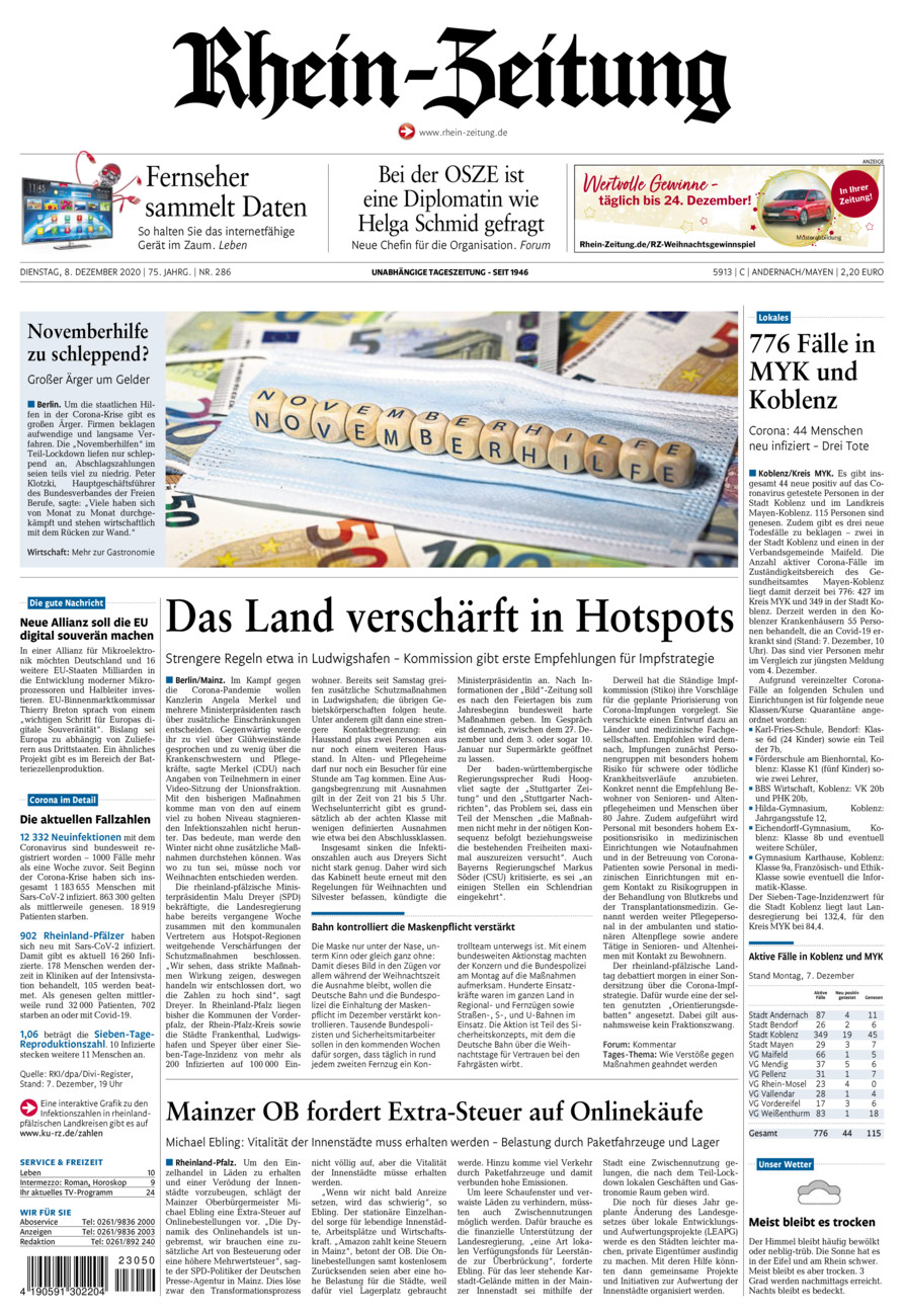 Rhein-Zeitung Andernach & Mayen vom Dienstag, 08.12.2020