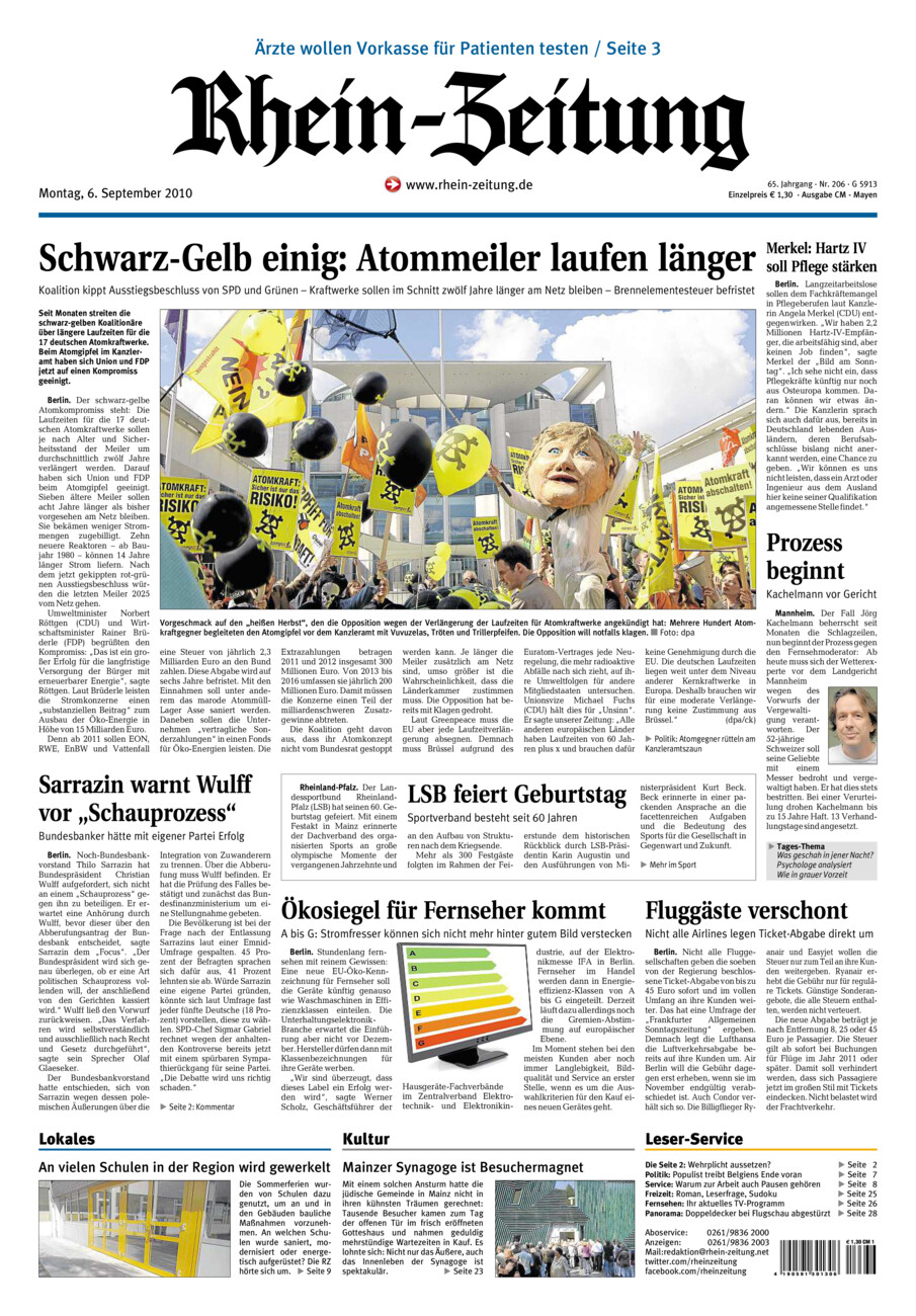 Rhein-Zeitung Andernach & Mayen vom Montag, 06.09.2010