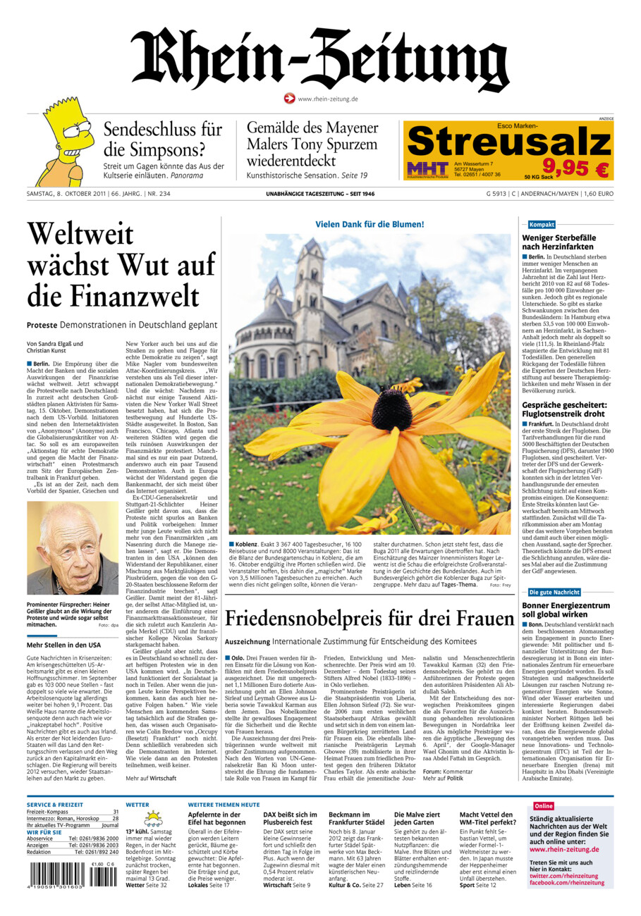 Rhein-Zeitung Andernach & Mayen vom Samstag, 08.10.2011
