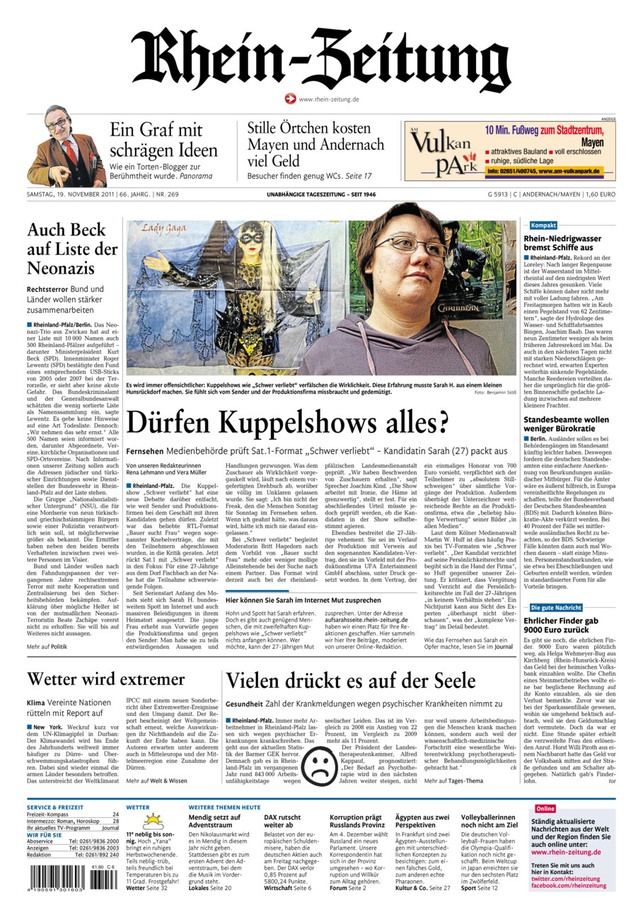 Rhein-Zeitung Andernach & Mayen vom Samstag, 19.11.2011