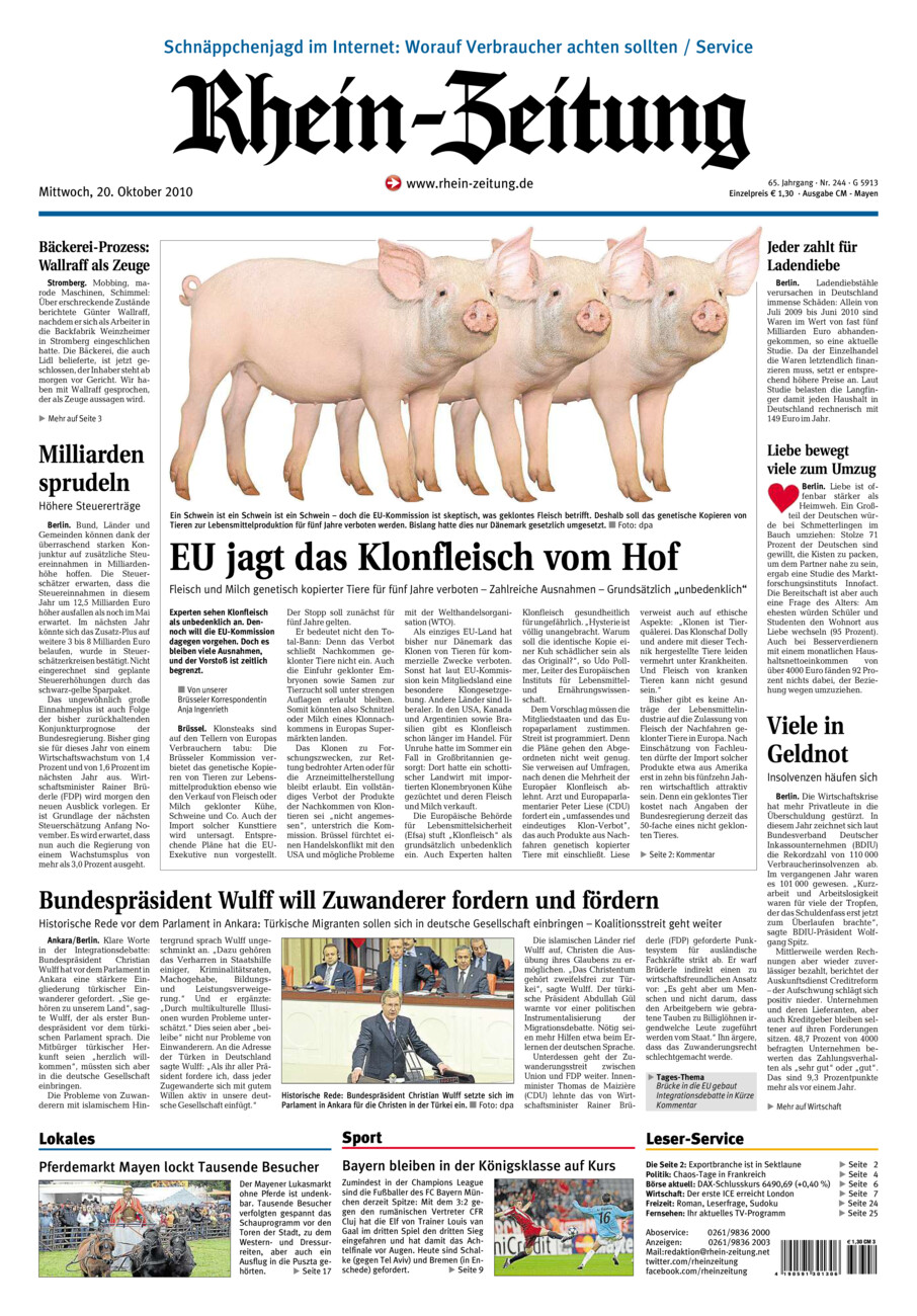 Rhein-Zeitung Andernach & Mayen vom Mittwoch, 20.10.2010