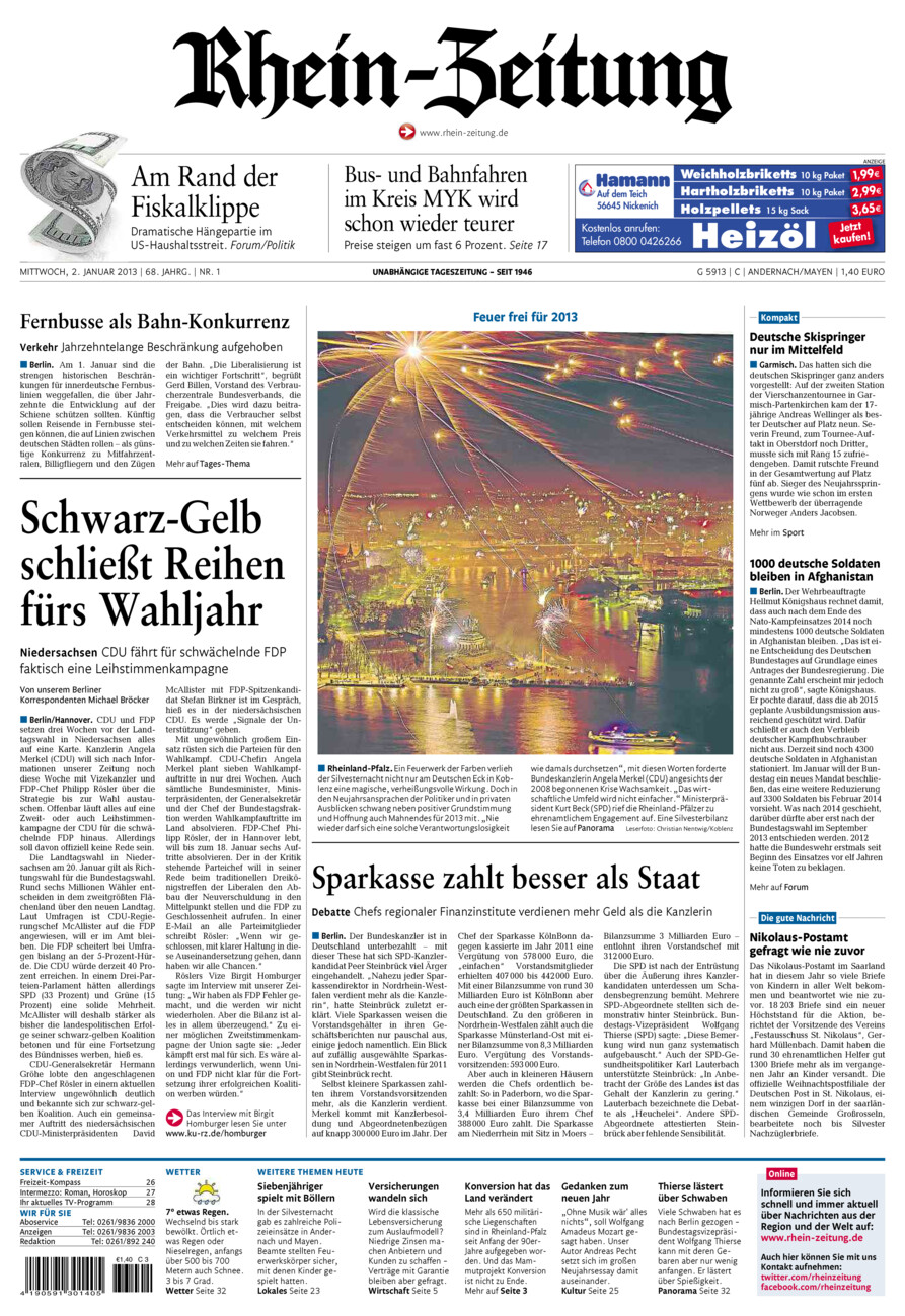 Rhein-Zeitung Andernach & Mayen vom Mittwoch, 02.01.2013