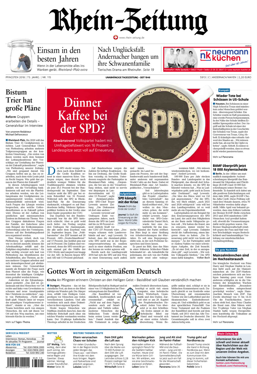 Rhein-Zeitung Andernach & Mayen vom Samstag, 19.05.2018