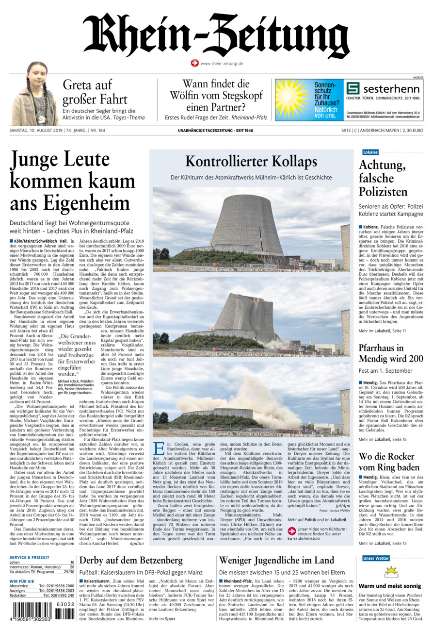 Rhein-Zeitung Andernach & Mayen vom Samstag, 10.08.2019