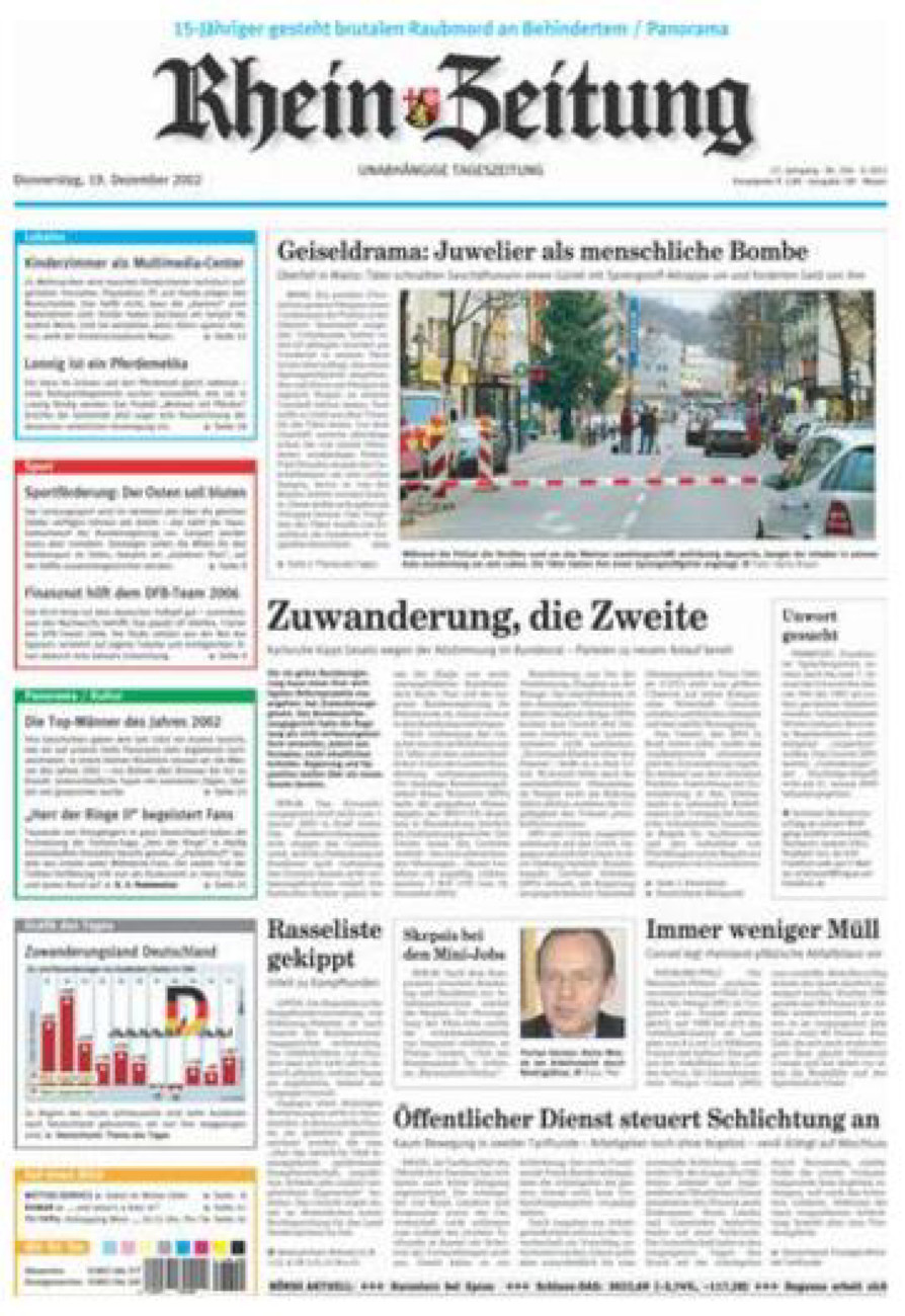 Rhein-Zeitung Andernach & Mayen vom Donnerstag, 19.12.2002