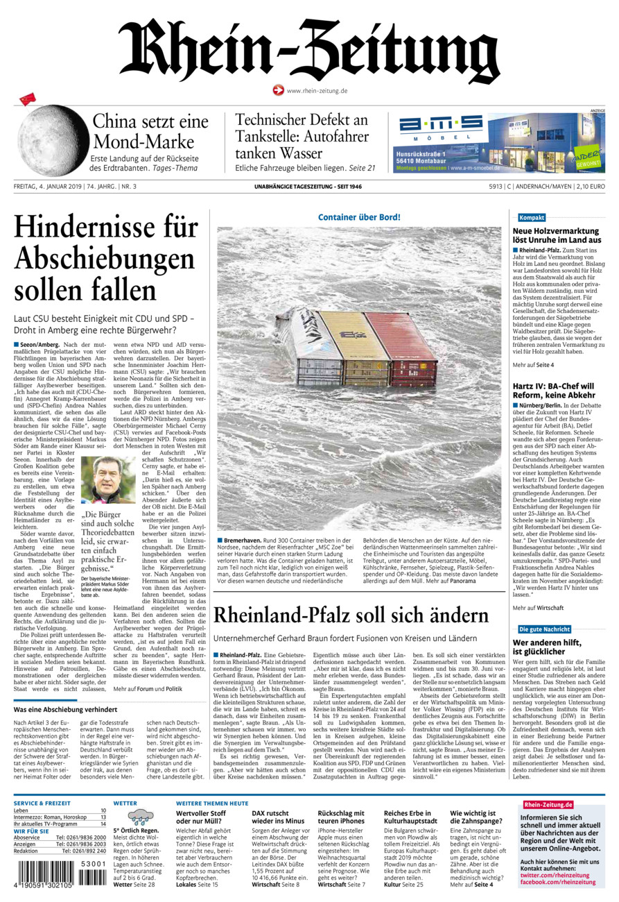 Rhein-Zeitung Andernach & Mayen vom Freitag, 04.01.2019
