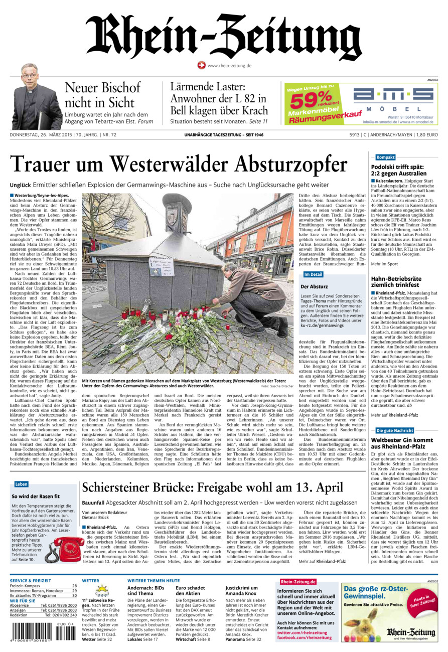 Rhein-Zeitung Andernach & Mayen vom Donnerstag, 26.03.2015