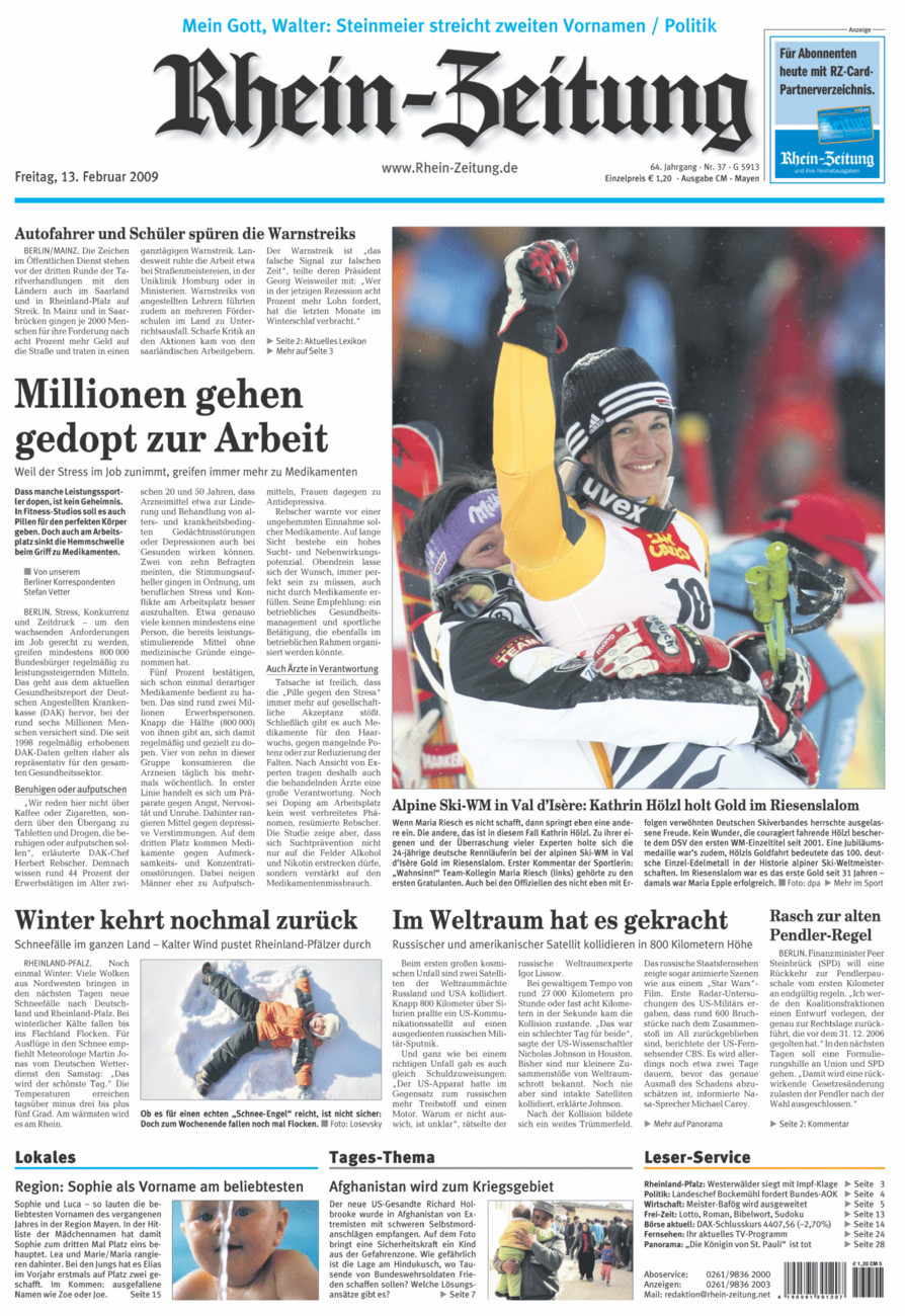 Rhein-Zeitung Andernach & Mayen vom Freitag, 13.02.2009