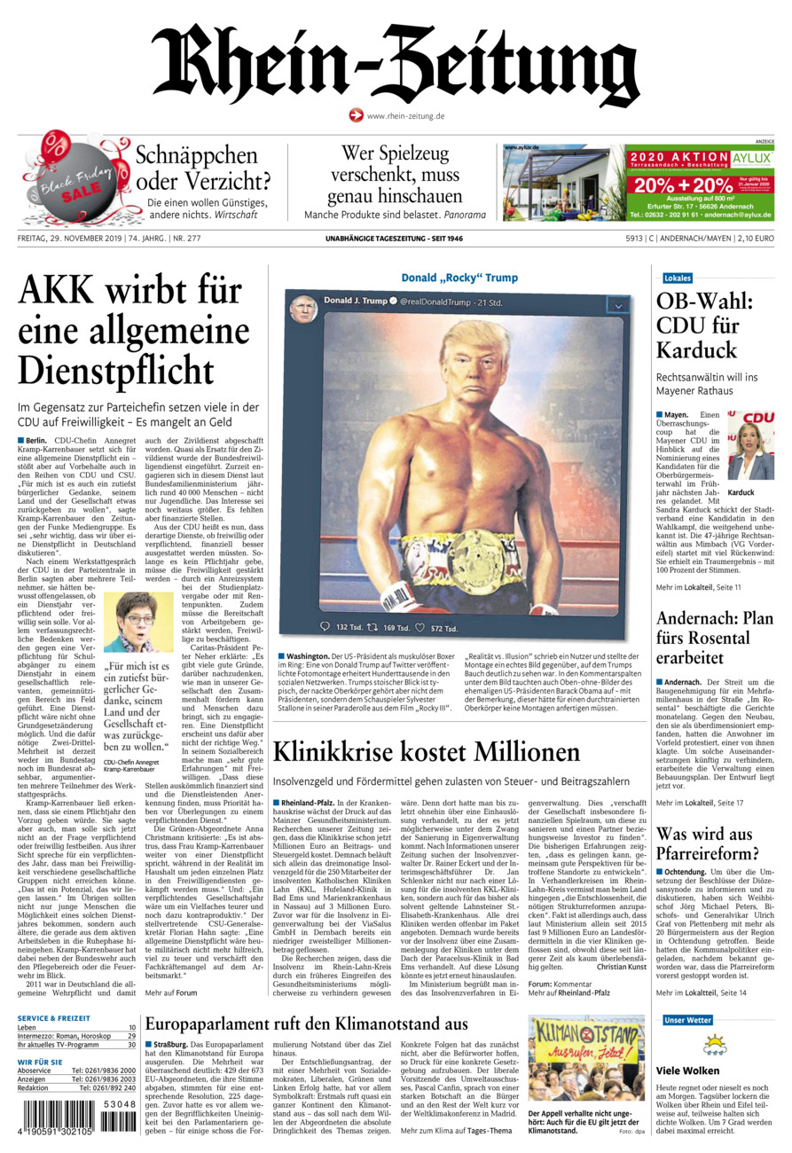 Rhein-Zeitung Andernach & Mayen vom Freitag, 29.11.2019