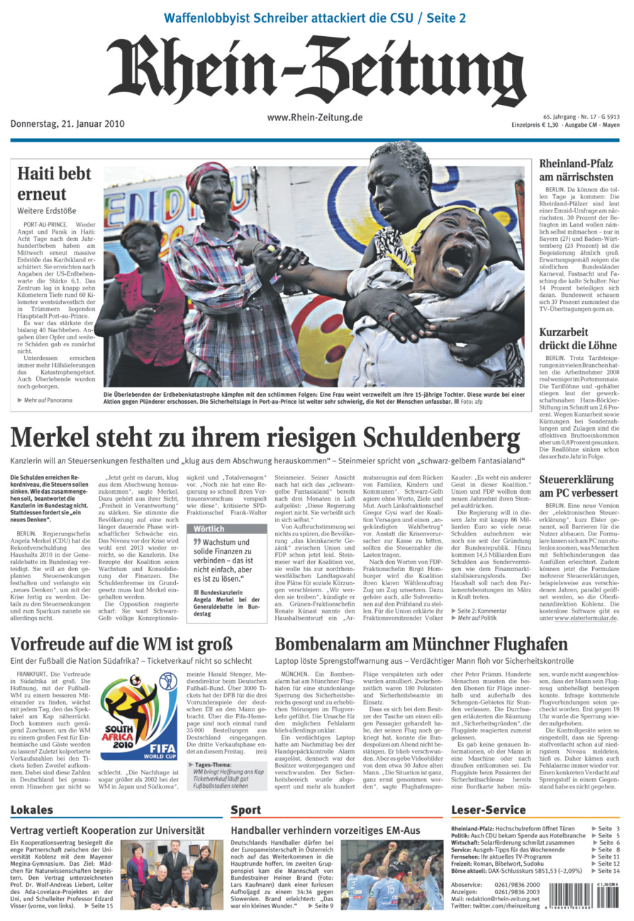 Rhein-Zeitung Andernach & Mayen vom Donnerstag, 21.01.2010