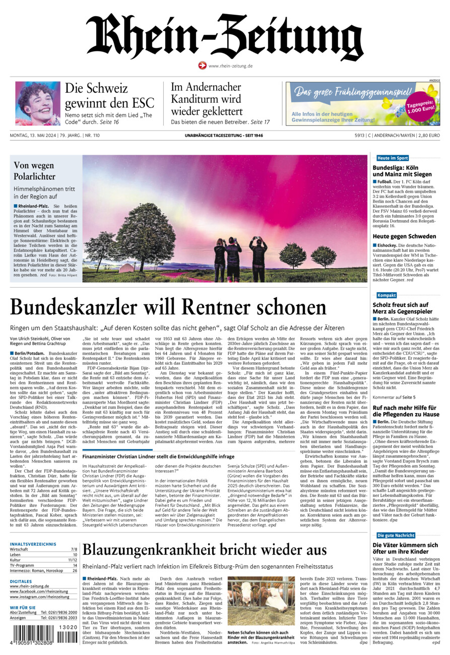 Rhein-Zeitung Andernach & Mayen vom Montag, 13.05.2024