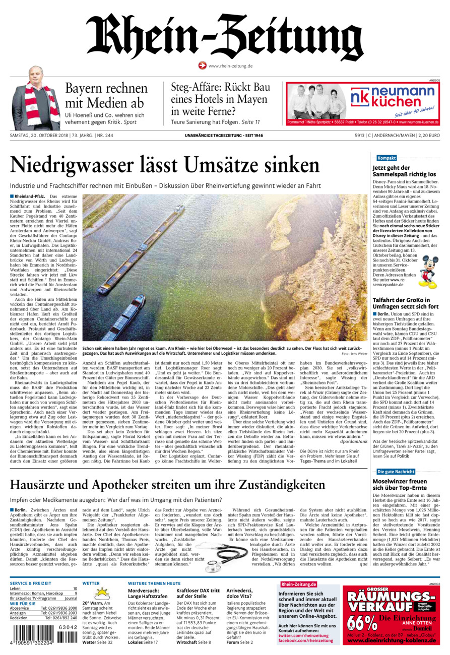 Rhein-Zeitung Andernach & Mayen vom Samstag, 20.10.2018