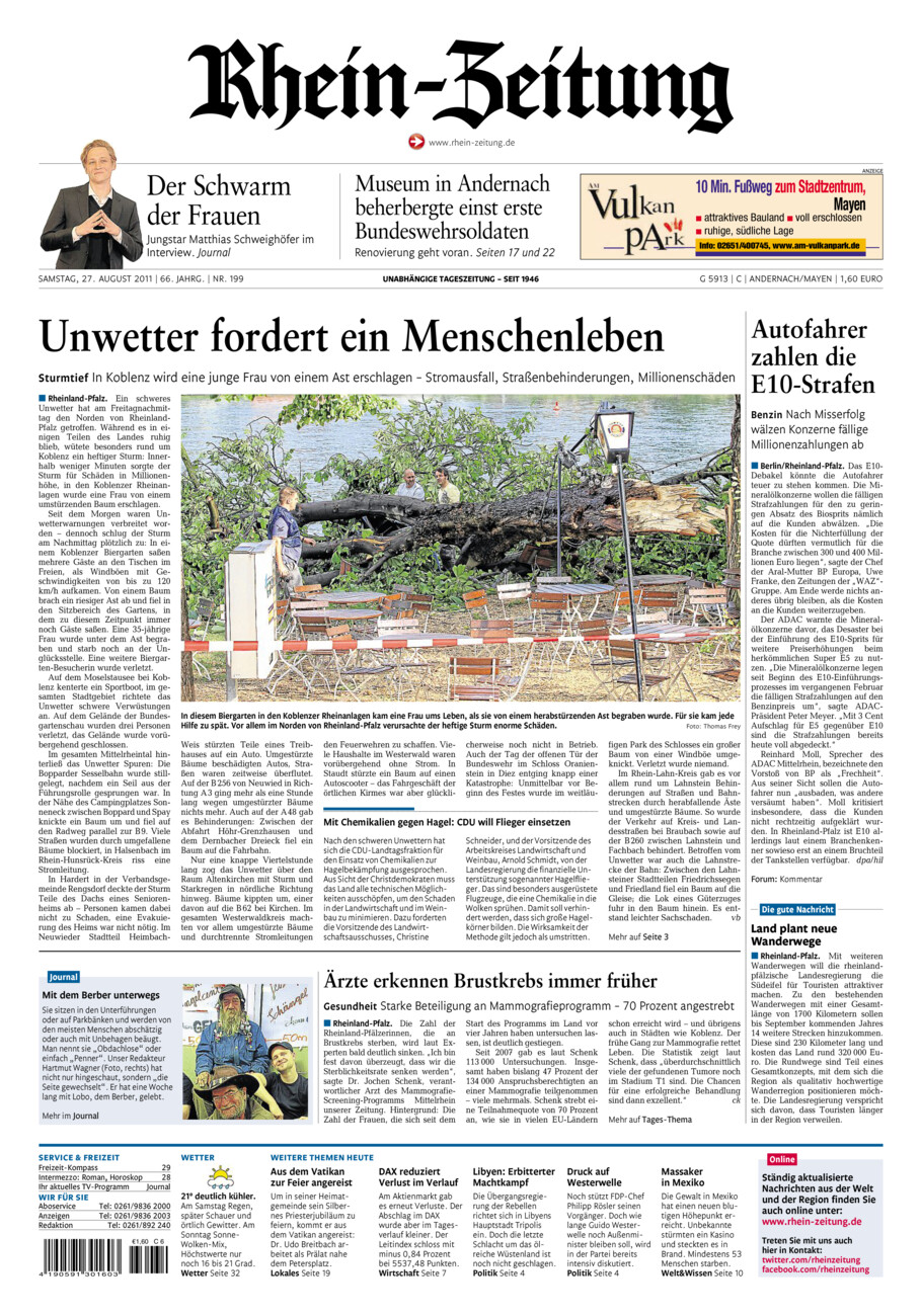 Rhein-Zeitung Andernach & Mayen vom Samstag, 27.08.2011