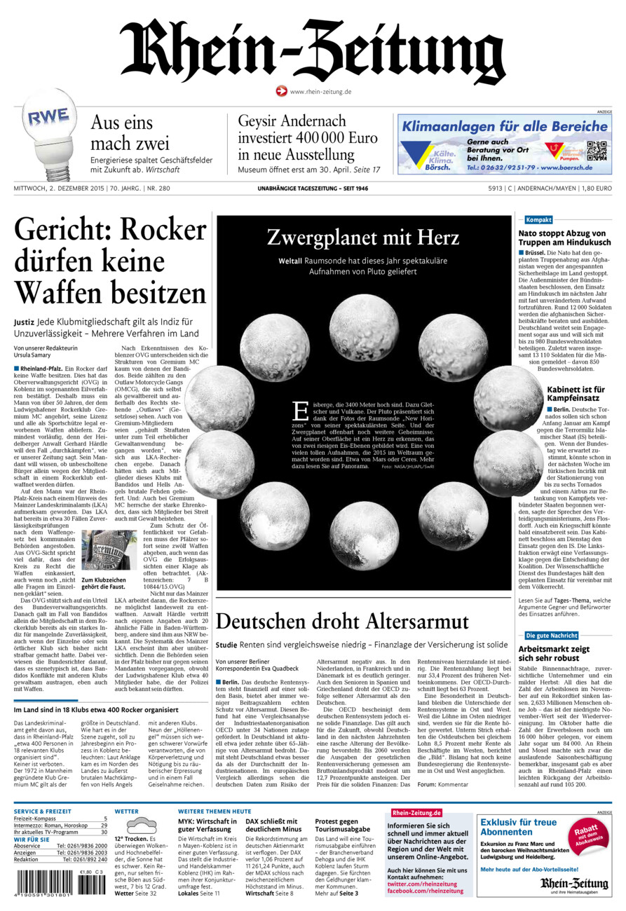 Rhein-Zeitung Andernach & Mayen vom Mittwoch, 02.12.2015