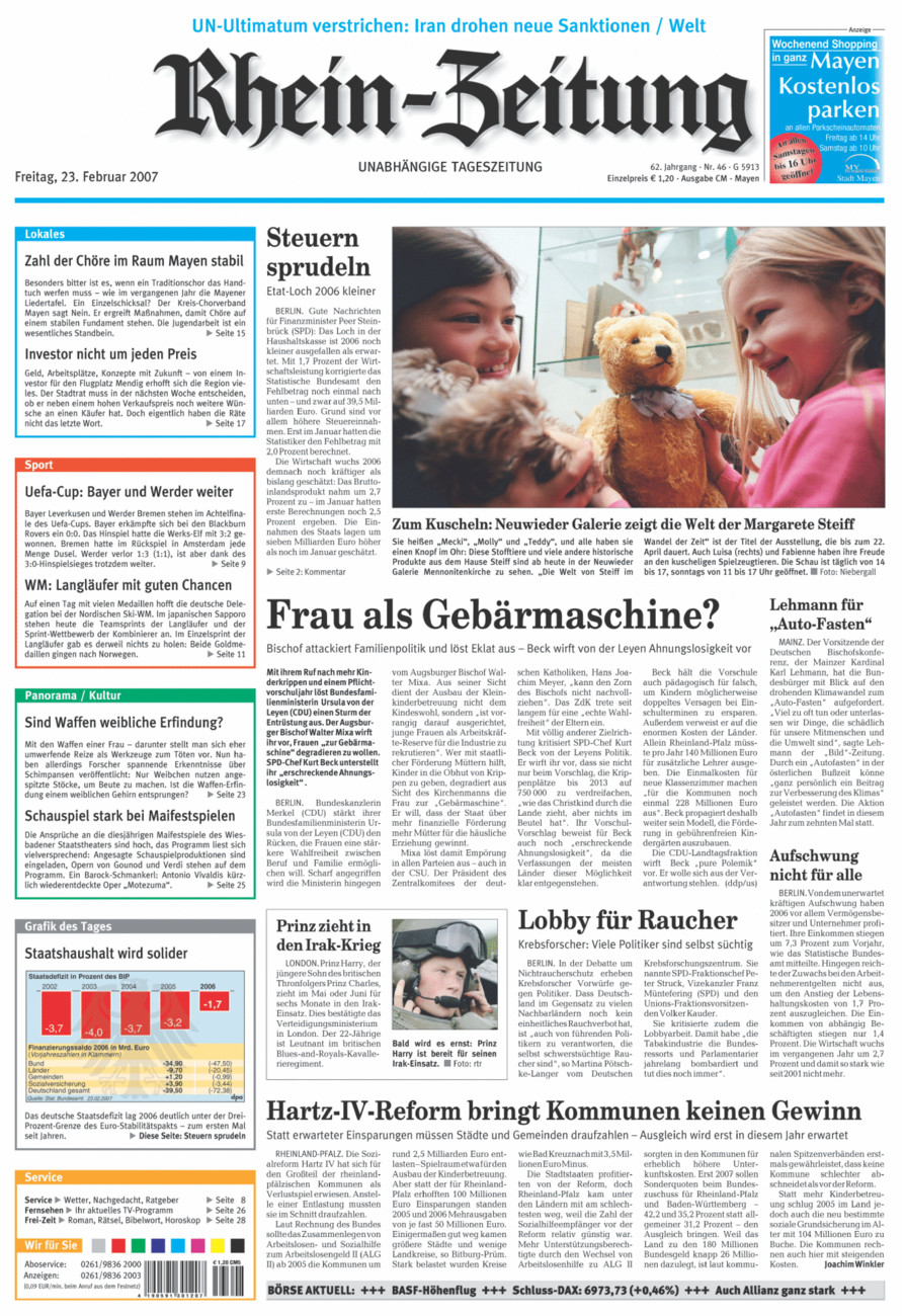 Rhein-Zeitung Andernach & Mayen vom Freitag, 23.02.2007