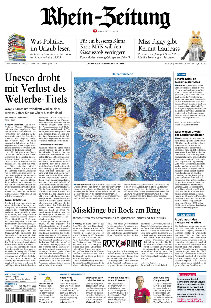 Rhein-Zeitung Andernach & Mayen vom Donnerstag, 06.08.2015