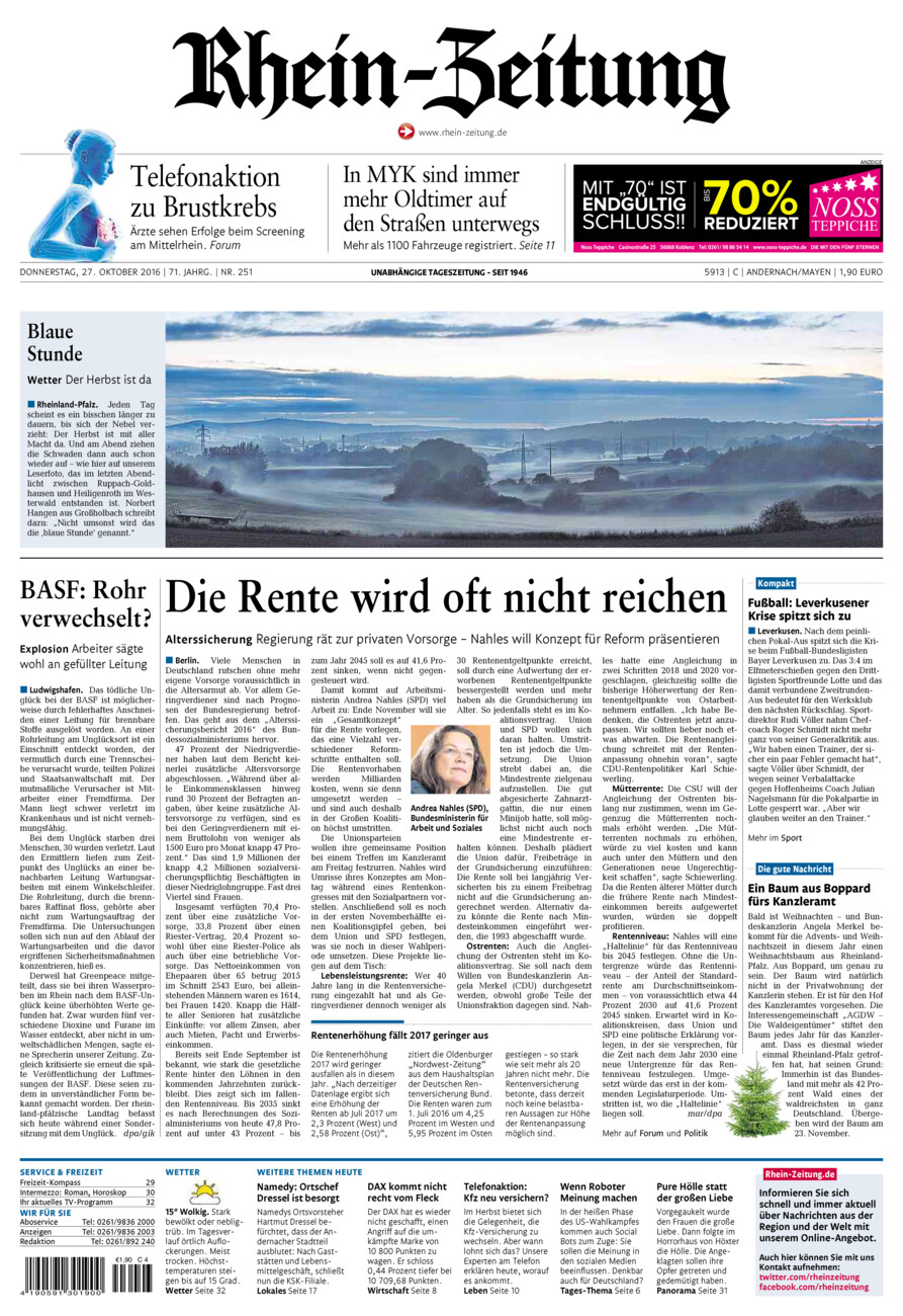 Rhein-Zeitung Andernach & Mayen vom Donnerstag, 27.10.2016