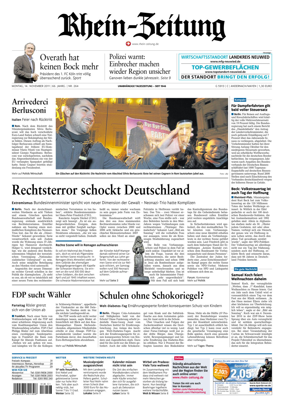 Rhein-Zeitung Andernach & Mayen vom Montag, 14.11.2011