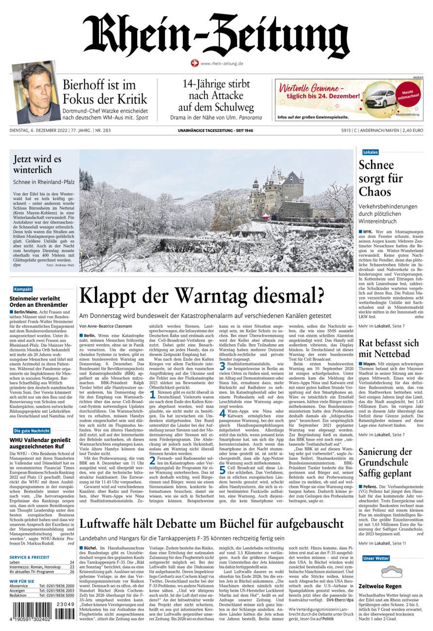 Rhein-Zeitung Andernach & Mayen vom Dienstag, 06.12.2022