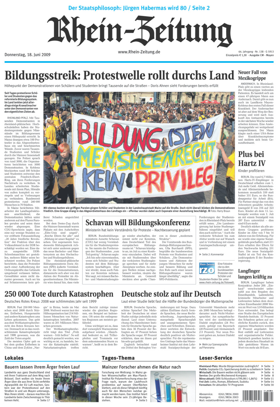 Rhein-Zeitung Andernach & Mayen vom Donnerstag, 18.06.2009