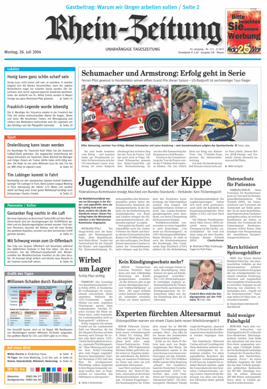 Rhein-Zeitung Andernach & Mayen vom Montag, 26.07.2004