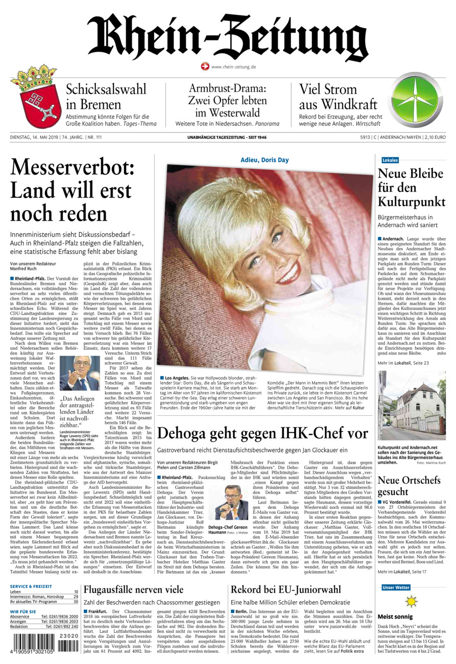Rhein-Zeitung Andernach & Mayen vom Dienstag, 14.05.2019