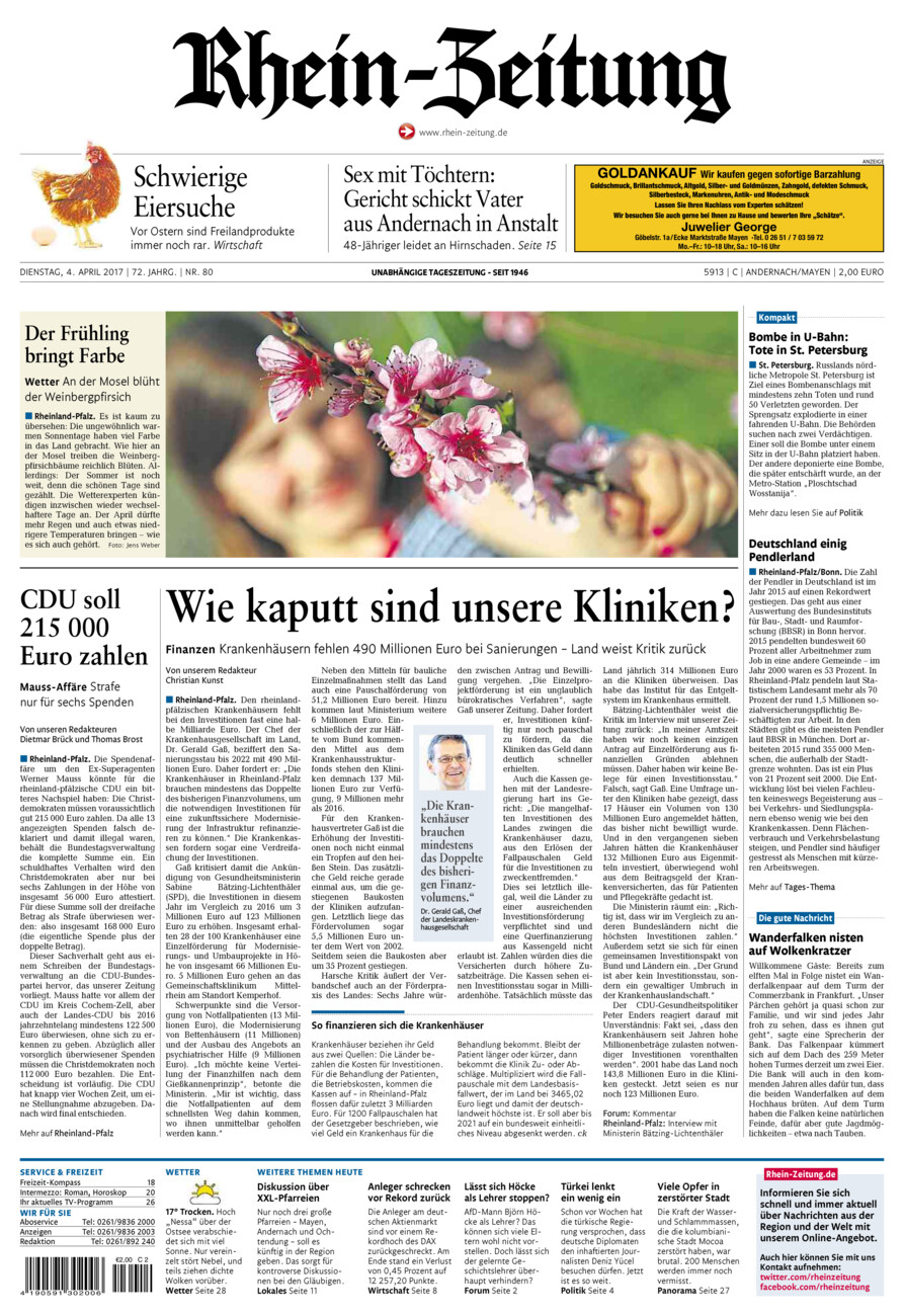 Rhein-Zeitung Andernach & Mayen vom Dienstag, 04.04.2017
