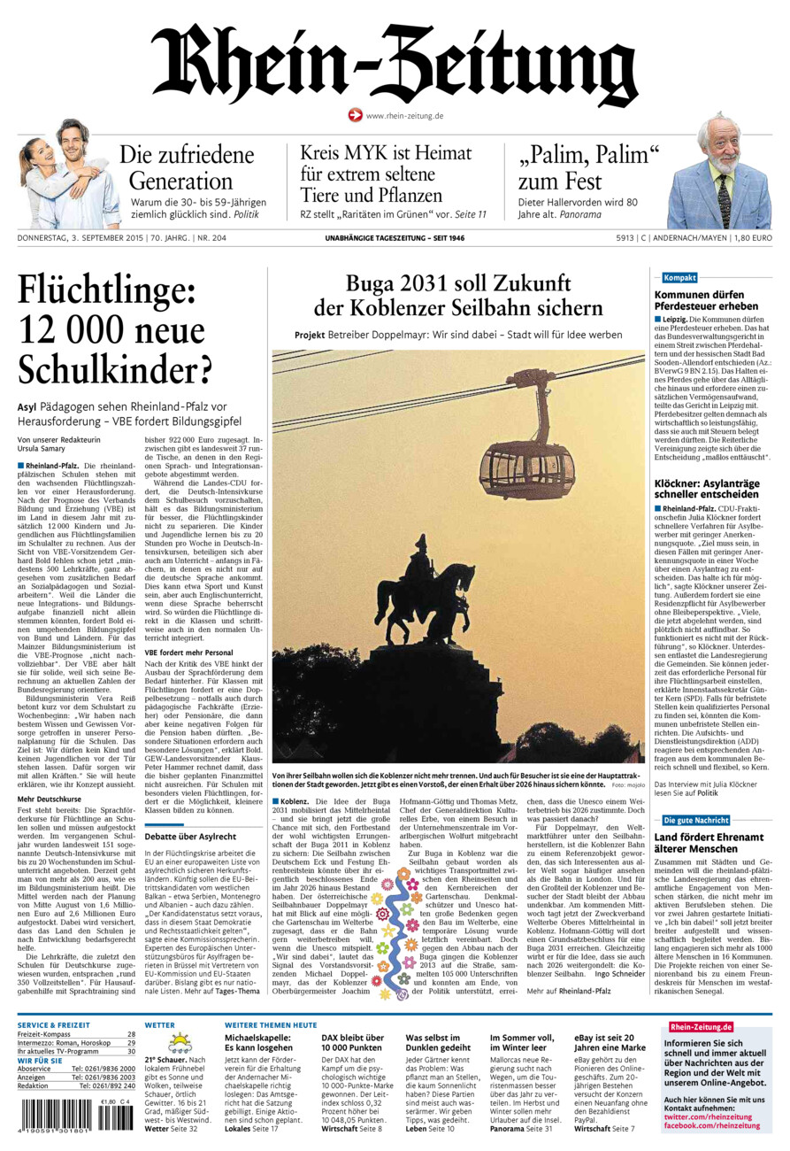 Rhein-Zeitung Andernach & Mayen vom Donnerstag, 03.09.2015