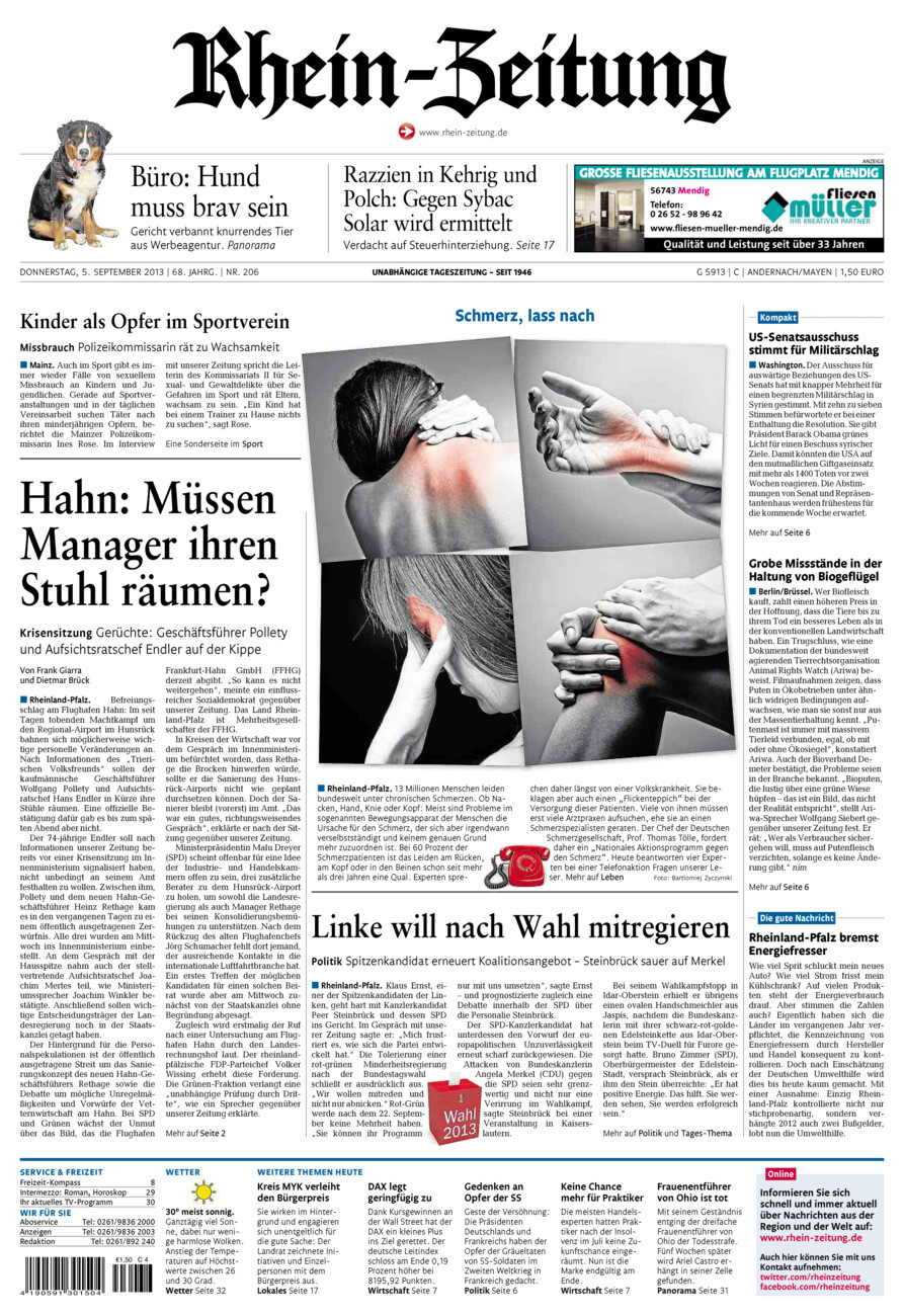 Rhein-Zeitung Andernach & Mayen vom Donnerstag, 05.09.2013