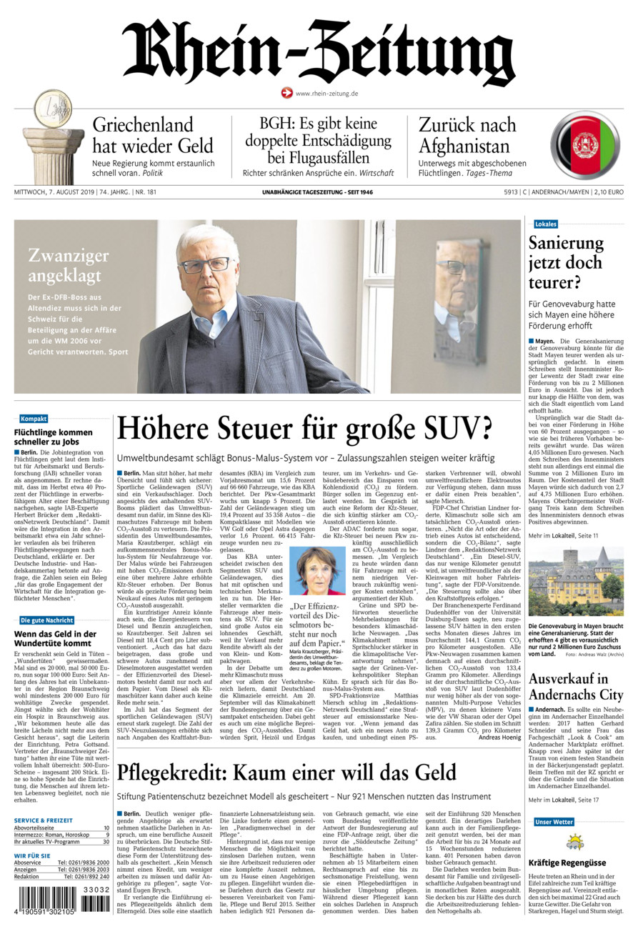 Rhein-Zeitung Andernach & Mayen vom Mittwoch, 07.08.2019