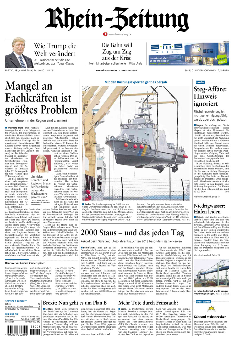 Rhein-Zeitung Andernach & Mayen vom Freitag, 18.01.2019