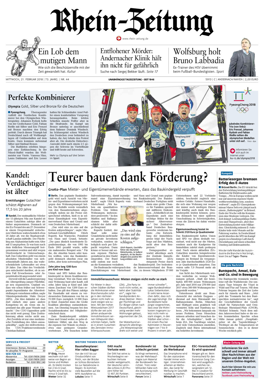 Rhein-Zeitung Andernach & Mayen vom Mittwoch, 21.02.2018