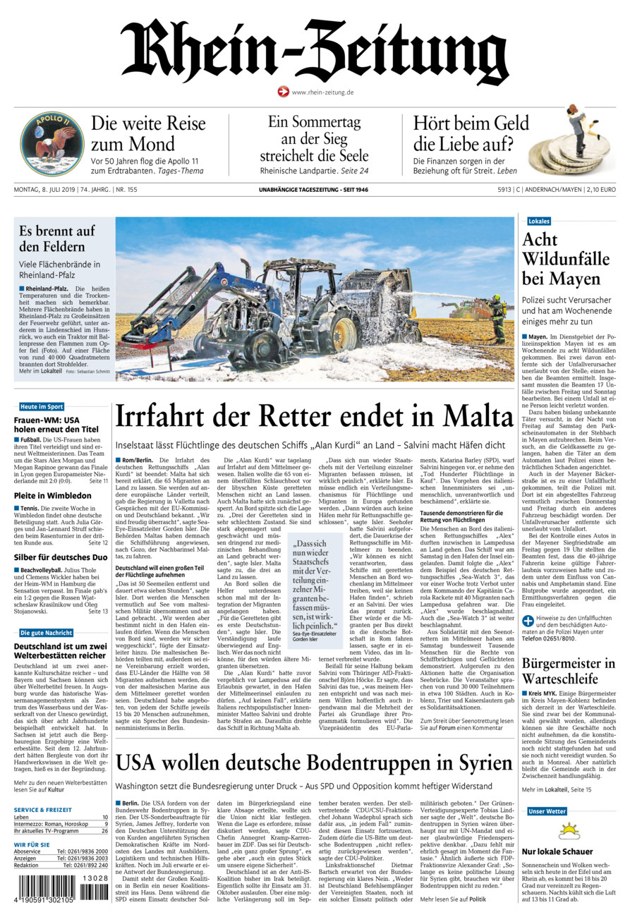Rhein-Zeitung Andernach & Mayen vom Montag, 08.07.2019