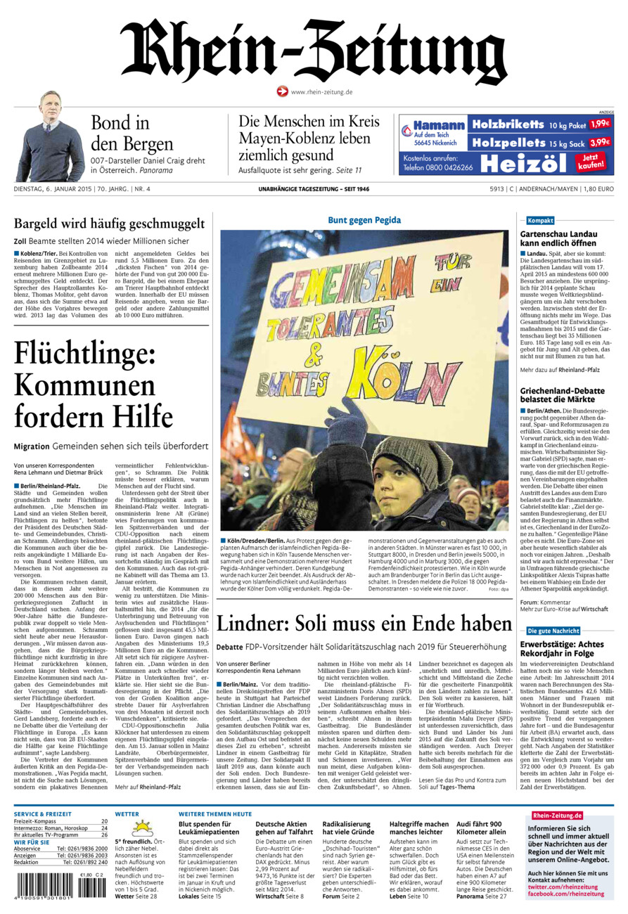 Rhein-Zeitung Andernach & Mayen vom Dienstag, 06.01.2015