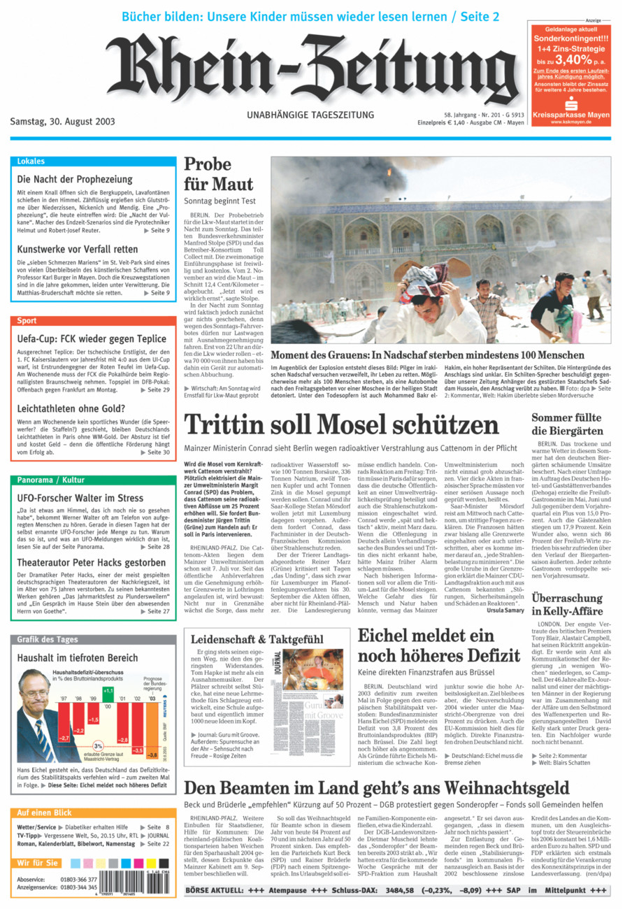 Rhein-Zeitung Andernach & Mayen vom Samstag, 30.08.2003