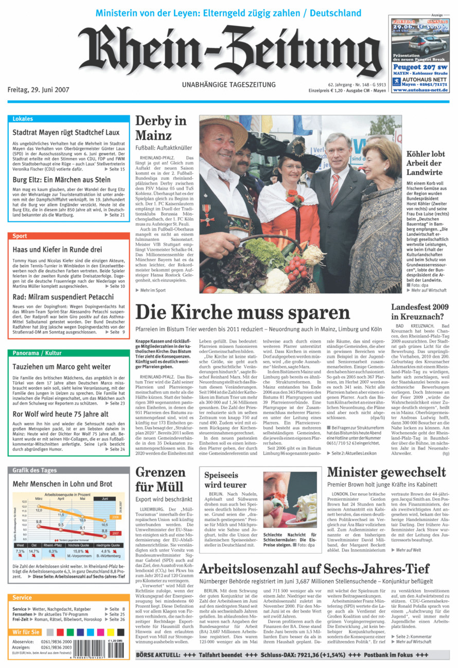 Rhein-Zeitung Andernach & Mayen vom Freitag, 29.06.2007