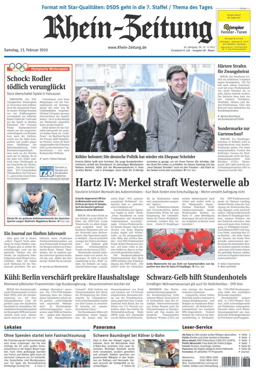 Rhein-Zeitung Andernach & Mayen vom Samstag, 13.02.2010